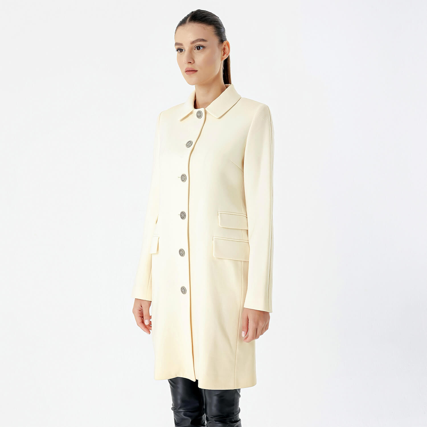 Burberry - Cream Wool Breasted Trench Coat